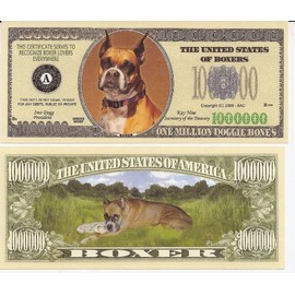 American Art Classics Boxer Dog Million Dollar Novelty Bill Collectible