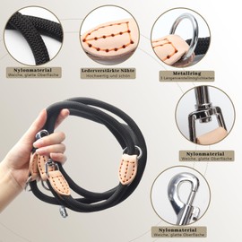 Dog Lead for Medium and Large Dogs, Multifunctional Lead for Dogs, 2.1 m Adjustable with 2 Carabiners, Robust Nylon Dog Leash, Recall Lead Double Lead for 2 Dogs (Black, 1 cm x 2.1 m)