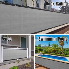 Cliselda Apartment Balcony Privacy Screen Fence, 3'x10' Grey Privacy Fencing Shield Cover Mesh Windscreen Railing Screen Shade Cloth with Grommets UV Protection for Deck Patio Backyard Pool Porch