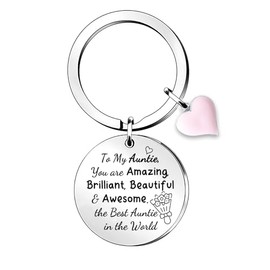 HZBLAZ Auntie Key Chain Rings Aunty Family Love Mother's Day Keyring Aunt Birthday Key Tag Accessory Christmas Thanksgiving Souvenirs Aunt You are Amazing Brilliant Reminder Keepsake