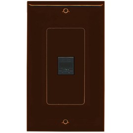 RiteAV 1 Port Cat6 Ethernet Wall Plate Jack Female-Female - 1 Gang [Brown/Brown]