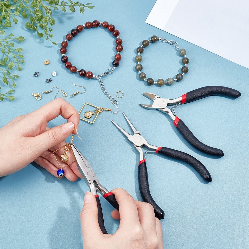 PandaHall Elite Needle Nose Pliers for Crafting, 3 Piece Set,