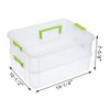 JUXYES 2-Tiers Stack Carry Storage Box With Handle, Transparent Stackable