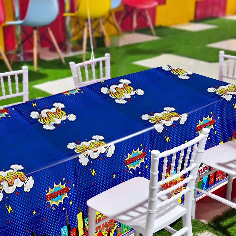 Roaring Good Time 2PCS Superhero Birthday Party Tablecloth Super Hero