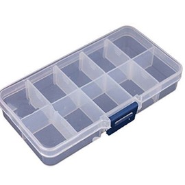 Plastic Stackable Organizer Container with Adjustable Dividers, Snack Box with 10 Removable Grids Compartments for Jewelry Cosmetics Craft Tackle Pills Beads Bolts and Nuts