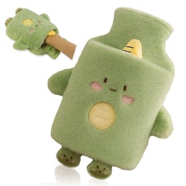 Lvjkes Hot Water Bottle, 1 Litre Hot Water Bottle for Children with Cover, Cute Plush Hot Water Bottles Animal, Removable for Cleaning, Explosion-proof and Leak-Proof, for Children and Adults (Unicorn