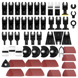 PETOX 159 PCS Oscillating Saw Blades with Sandpaper, Universal Titanium Multitool Blades for Wood/Plastics/Metal, Quick Release Multi Tool Kits Compatible with Dewalt, Ridgid, Ryobi, Rockwell