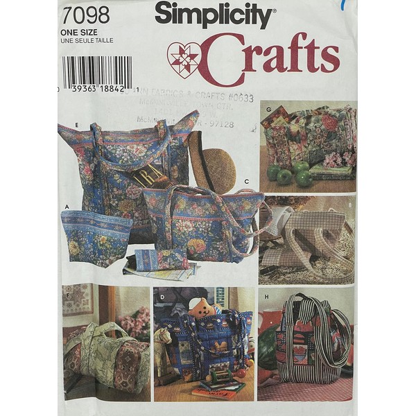 Simplicity Crafts 7098 Quilted Bags & Eyeglasses Case Sewing Patterns