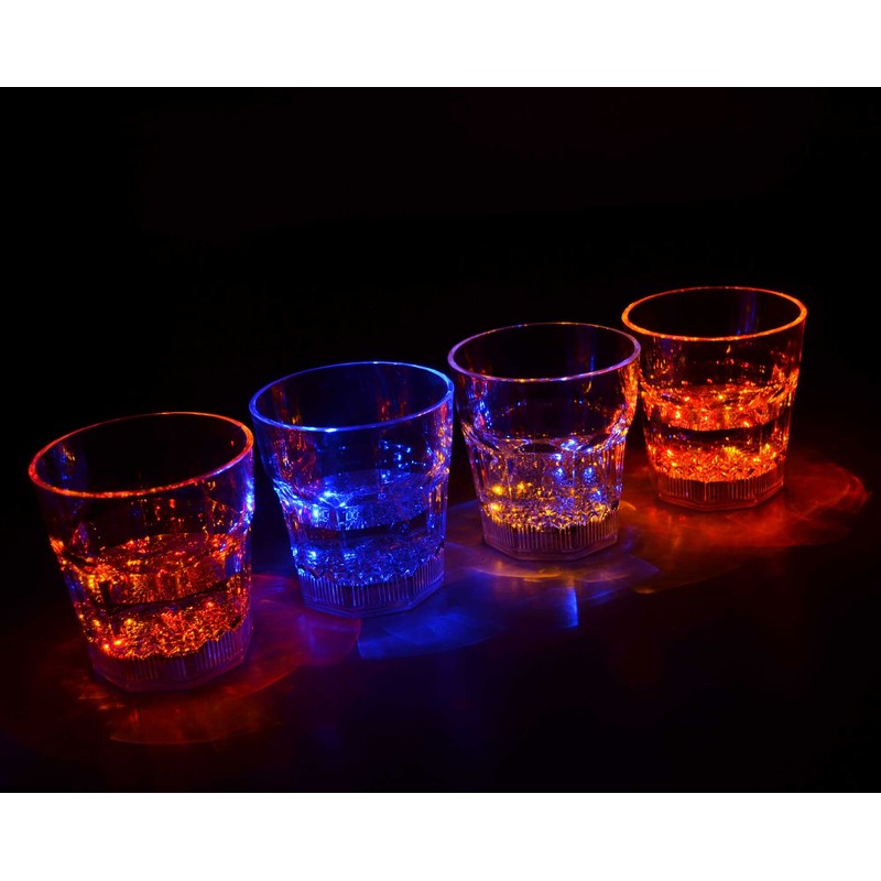 Aquaglow LED Flashing Illuminated Tumbler Glasses for Parties and Events