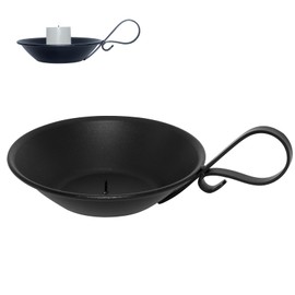 TXXCLOE - Portavelas de hierro negro mate, centro de centro de metal redondo de 4 pulgadas con asa, base de vela de pilar de estilo industrial (negro), 1 paquete