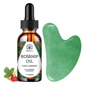 Gua Sha Facial Massage Tool Set with Jade Stone & Rosehip Oil Skin Care Facial Massage Tool for Lifting & Sculpting Beauty Routine Skincare Set