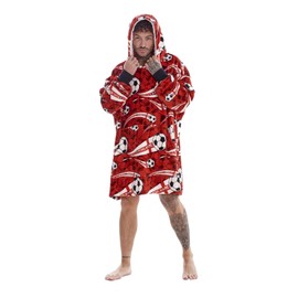 Its Coming Home Fleece Oversized Hoodie - England Football Design - Super Soft Lounger Blanket Hoody - 100% Polyester - Adults One Size