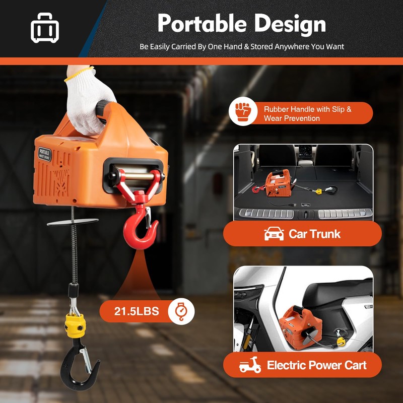 CUBELLIN 2-in-1 Electric Hoist 110V Electric Winch with Wireless Remote