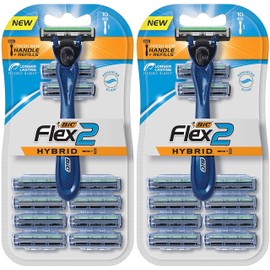 Bic Flex 2 Hybrid Razor - 1 Handle & 10 Cartridges Per Package - Pack of 2