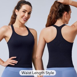 Evercute Women's 1/2/3 Pack Ribbed Workout Tank Tops with Built in Bra Racerback Seamless Crop Tank Tops Camisole Sport Tanks