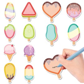 Children's Sticky Notes, Pack of 12 Sticky Notes, 336 Sheets Small Sticky Notes Children, Ice Cream Sticky Note Pad in 12 Ice Cream Shapes Design, Cute Small Office Notes for Office, School, Home
