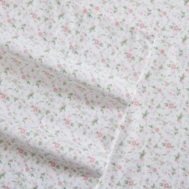 Laura Ashley - Twin XL Sheets, Cotton Percale Bedding Set, Lightweight & Breathable Home Decor (Evie Pink, Twin XL)