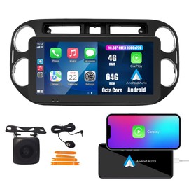 CarPlay Android Auto Autoradio Car Navigation Stereo GPS Radio 10.33" QLED Touchscreen Headunit Tablet for Vw Tiguan 2010-2021 if Applicable Octa Core 4G+64G