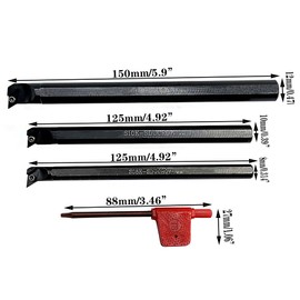 3 piezas S08K/S10K/S12M - SDUCR07 95 grados de giro interno con 10 piezas DCMT21.51 DCMT070204 inserciones de torneado de carburo para mecanizado de piezas de acero y acero inoxidable (juego de tres soportes con insertos)