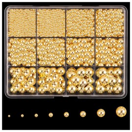 BBATT-HAPPY Gold Nail Charms for Acrylic Nails, Half Round Flatback Pearl Art Accessories, Rhinestones Jewels for Supplies Craft DIY