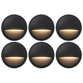 GKOLED Low Voltage Deck Post Lights, LED Landscape Stair Riser Step Fence Lighting Fixture, Die-cast Aluminum 12V AC/DC Light, Black Powder Coated Finish, Complete Light UL-Listed, 6-Pack