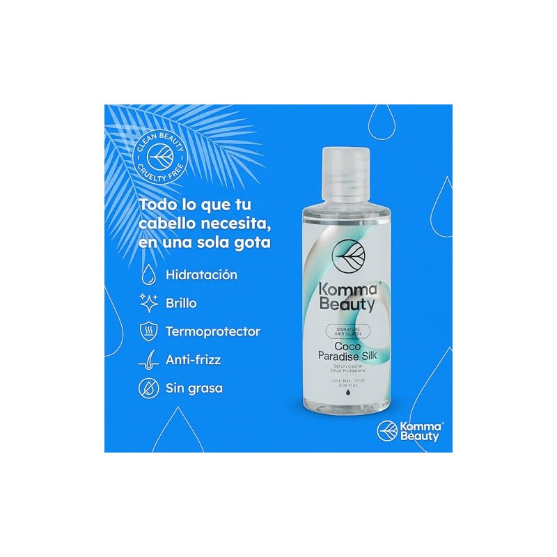 Komma Beauty Sílica Capilar Coco Paradise 30ml – Sérum Antifrizz