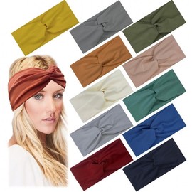 Women's Knit Cross Headband for Sports, Fashion, Makeup, and Face Washing Free Size/Bronze A1 15ea