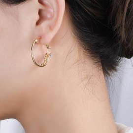 Medsor Fairy Angel Hoop earrings Hypoallergenic Gold Plated Crystal Fairy Earring for Girl