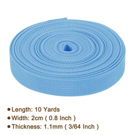Rebower Nylon Webbing Strap, 10 Yards x 7/8 Inch Polypropylene Webbing Lightweight Strapping Backpack Band for DIY Gear Repair Outdoor Luggage Cargo Straps, Blue