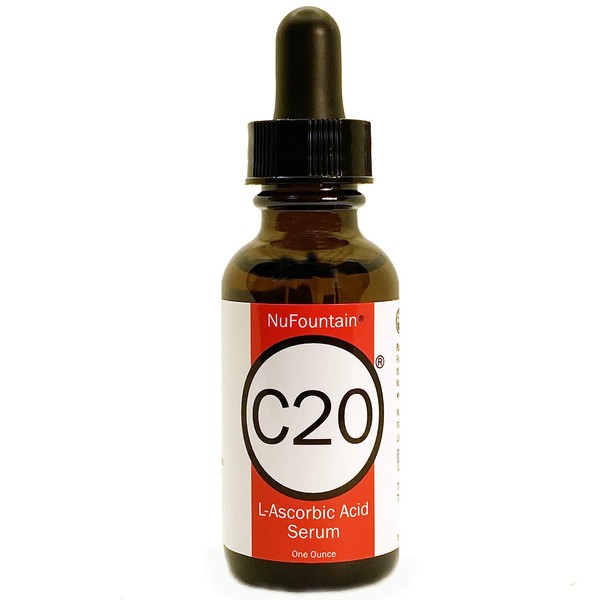 NuFountain C20 HAND CRAFTED 20% L-Ascorbic Acid Serum. 1 Fluid Ounce. Made Fresh When Ordered