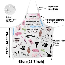 JNIAP Lash Tech Apron With Pockets Lash Echnician Gifts Beautician Gifts Eyelash Aprons Lash Hustler Gifts Lash Boss Gifts (Lash pink ap)