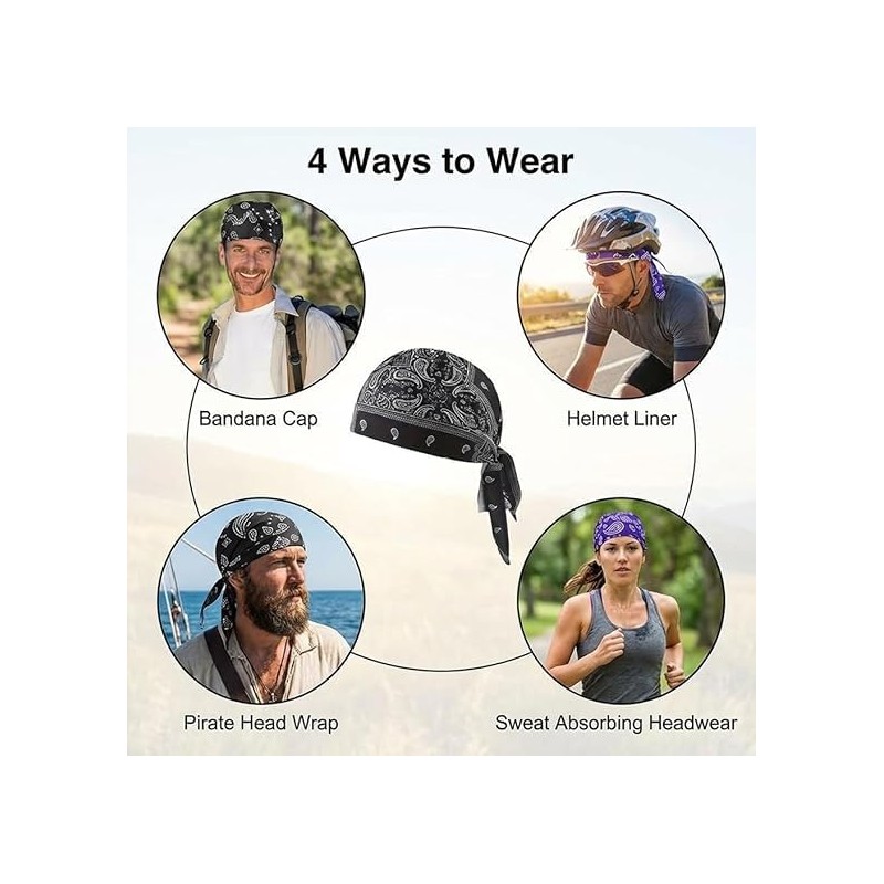Paisley Cooling Head Scarf Cap Set, Motorcycle Pirate Head Wrap