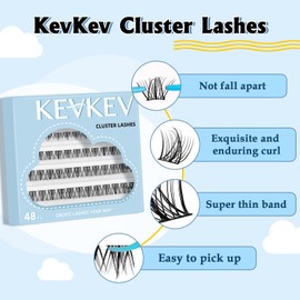 KevKev Lash Clusters 48 Pcs Cluster Lashes Eyelash Clusters DIY Cluster Eyelash Extensions Individual Lashes Soft and Comfortable (Sunrise,D-10-16mix)