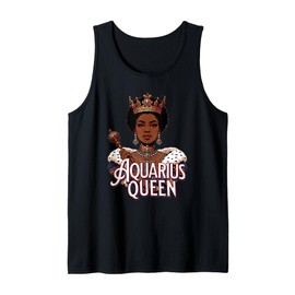 Aquarius AF Vibes Queen Energy Zodiac Regal Afro Crown Tank Top