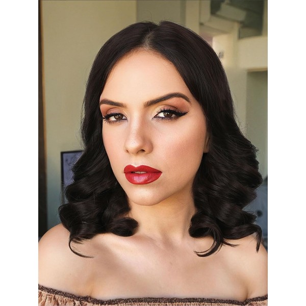 Fancy Hair Short Wavy Bob Wig Curly Shoulder Length Middle