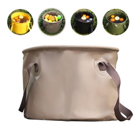 20L Collapsible Water Container, Khaki Folding Water Bucket, Camping Water Carrier with Handle, Outdoor Sports Lightweight Portable Collapsible Bucket Versatile for Traveling Fishing Hiking Boating