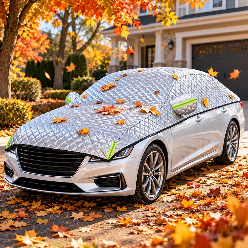 Quilted Car Snow Cover for Outdoor Parking – Silver Protective
