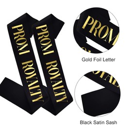 MUMUNN 4PCS Prom Royalty Sashes, Black Gold Prom Royalty Sash for Dance Party Event Prom Queen, Prom King Graduation Party Prom Royalty Sashes Set of 4