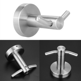Gancho de pared de acero inoxidable Puerta Soporte de colgador de toalla Baño Accesorios de cocina Ideal para toalla Albornoz Ropa Sombrero Gancho doble Montaje en pared