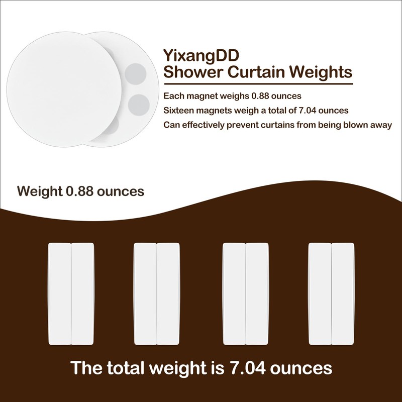 8 Pack Shower Curtain Weights, Rubber Covered Magnetic Curtain Weights,