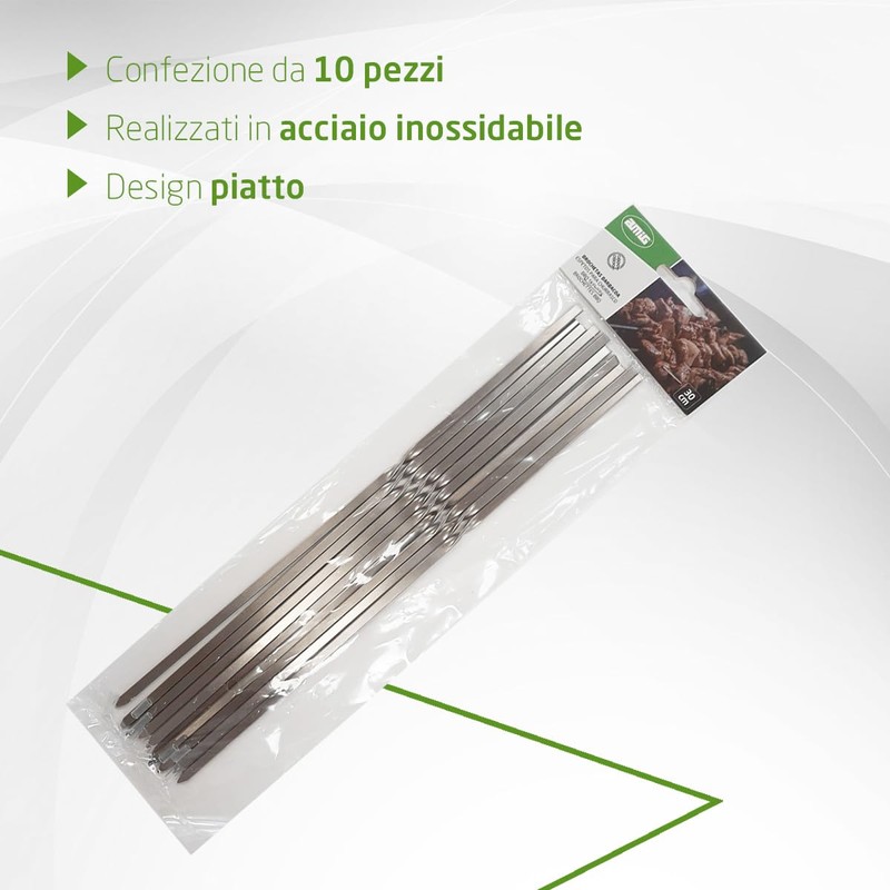Amig - 10 Spiedini Metallo per Barbecue Fireplus | Spiedini
