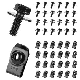 NQEUEPN 50pcs Automotive Body Bolts and U-Nut Clamp Kit, Carbon Steel Fasteners for Car Maintenance and Repair