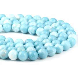 Larimar Beads 4 mm Beads Natural Stone Round Loose Beads for Jewelry Making Beads for Br Beautiful Birthday Gift 1 Strand 15" (4 mm, Larimar)