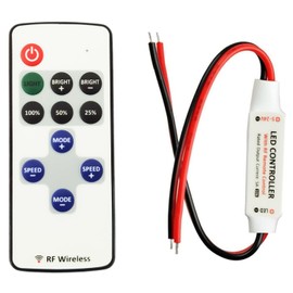 LITAELEK LED Streifen Controller 5A für für DC 5V-24V LED Strip, RF Remote Kontroller Steuerung Drahtlose LED Dimmer für 2 polig Einfarbige COB LED Stripe, SMD 5050 3528 2835 5630 LED Band, usw.