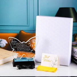 YWHL Sister Birthday Gifts from Sister Adult, Mother's Day Gifts for Sister, To My Sister Gifts from Brother, Glass Butterfly Sister Keepsake, Unique Christmas Graduation Present Ideas for Sister