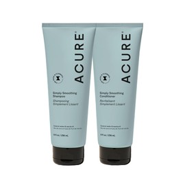 Acure | Shampoo y Acondicionador anti friz | Aplaca, aporta brillo y manejabilidad | Sin parabenos ni sulfatos, 236 mL c/u