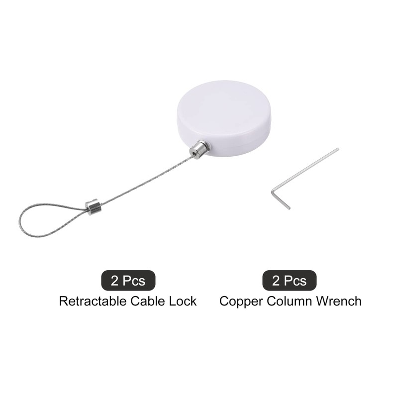 MECCANIXITY Round Retractable Cable Lock with Self-Adhesive, Remote Control Security