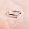 TJC White Diamond Wishbone Ring for Women in Platinum Plated