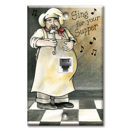Art Plates - One Port RJ11 - Telephone decorative printed keystone style wall plate. CAT3 - RJ12 Female to Female phone jack. Works for phones, fax, ect. - Sing for Supper