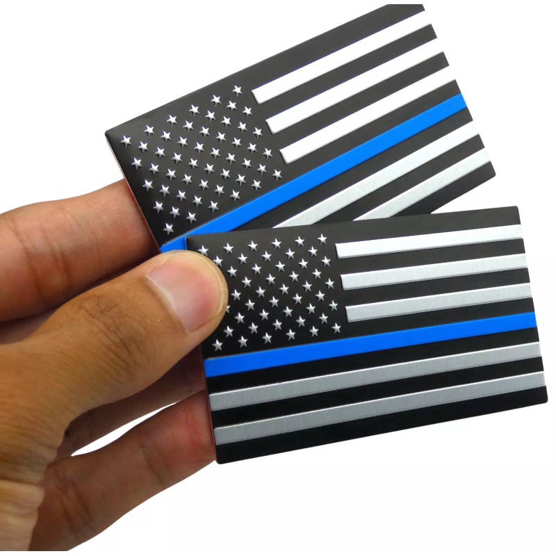 Riley Express 2x ALUMINUM Thin Blue Line Decal Sticker Car,